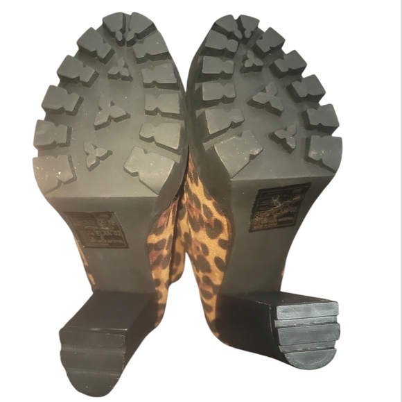 Yoki elan-02 leopard print suede chunky platform lace up combat ankle boots 8 - Picture 3 of 10